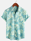 Bundle Of 2 | Men's Vintage Hawaiian Tropical Floral Print Pocket Beach Summer Short Sleeve Shirts