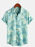 Bundle Of 2 | Men's Vintage Hawaiian Tropical Floral Print Pocket Beach Summer Short Sleeve Shirts