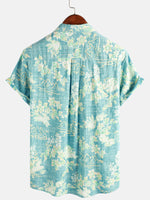 Bundle Of 2 | Men's Vintage Hawaiian Tropical Floral Print Pocket Beach Summer Short Sleeve Shirts