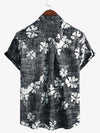 Men's Black Floral Vintage Short Sleeve Button Up Beach Tropical Hawaiian Shirt