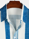 Bundle Of 2 | Men's Summer Vertical Striped Pocket Rainbow Short Sleeve Shirts