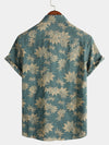 Bundle Of 4 | Men's Retro Beach Hawaiian Holiday Button Up Blue Short Sleeve Floral Shirts