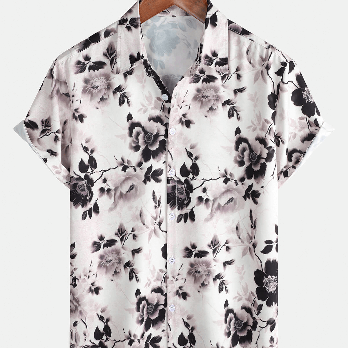Men's Casual Floral Holiday Short Sleeve Summer Button Up Shirt