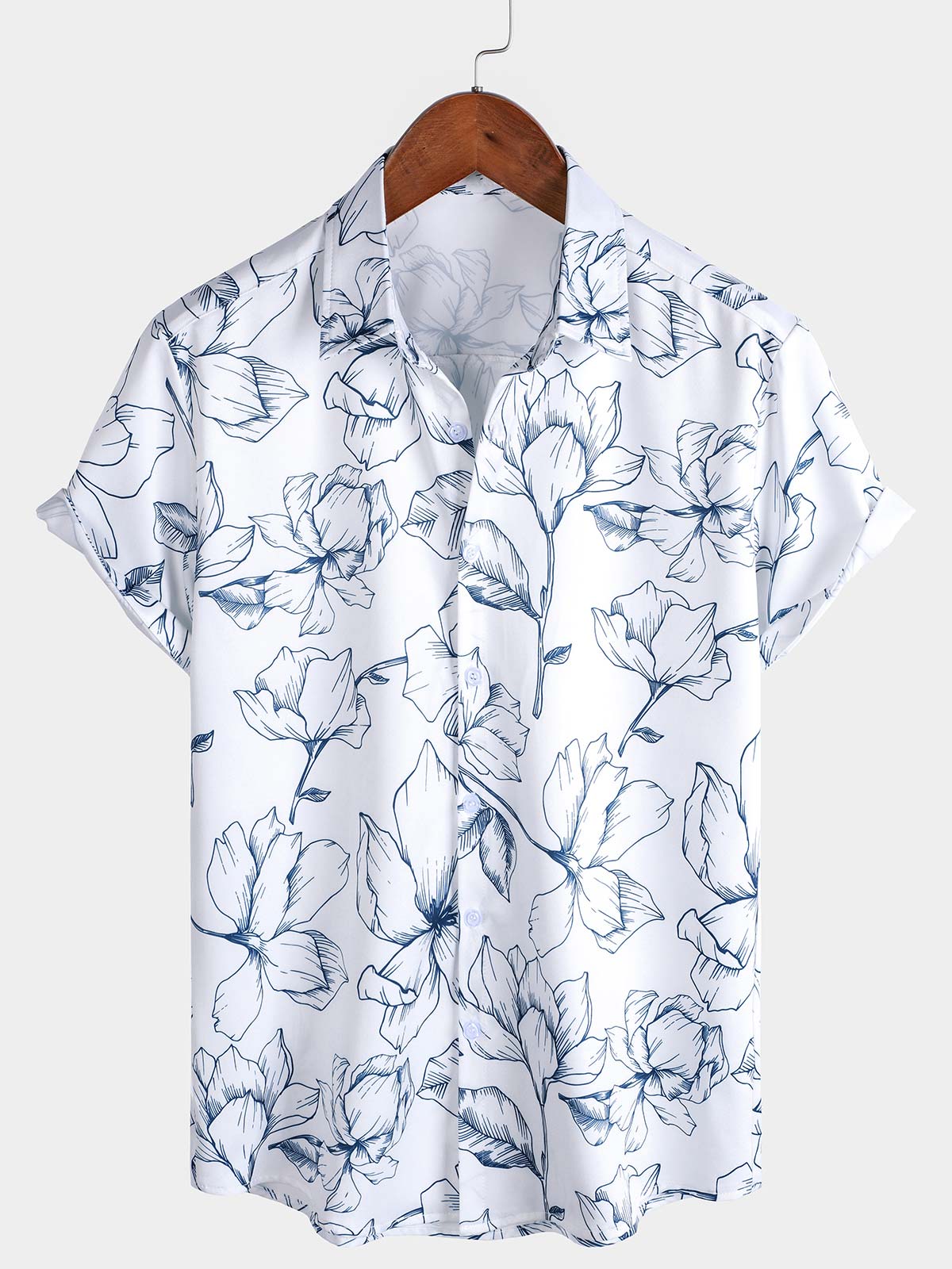 Men's Summer Short Sleeve Floral Print Casual Beach Shirt