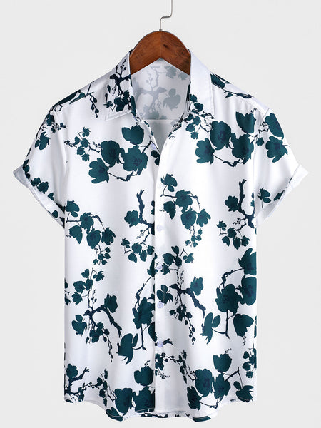 Men's Summer Floral Button Up Short Sleeve Holiday Beach Shirt
