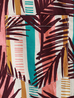 Men's Striped Tropical Floral Print Short Sleeve Button Up Cotton Summer Holiday Shirt