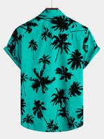 Bundle Of 2 | Men's  Palm Tree Print Summer Beach Hawaiian Short Sleeve Shirts