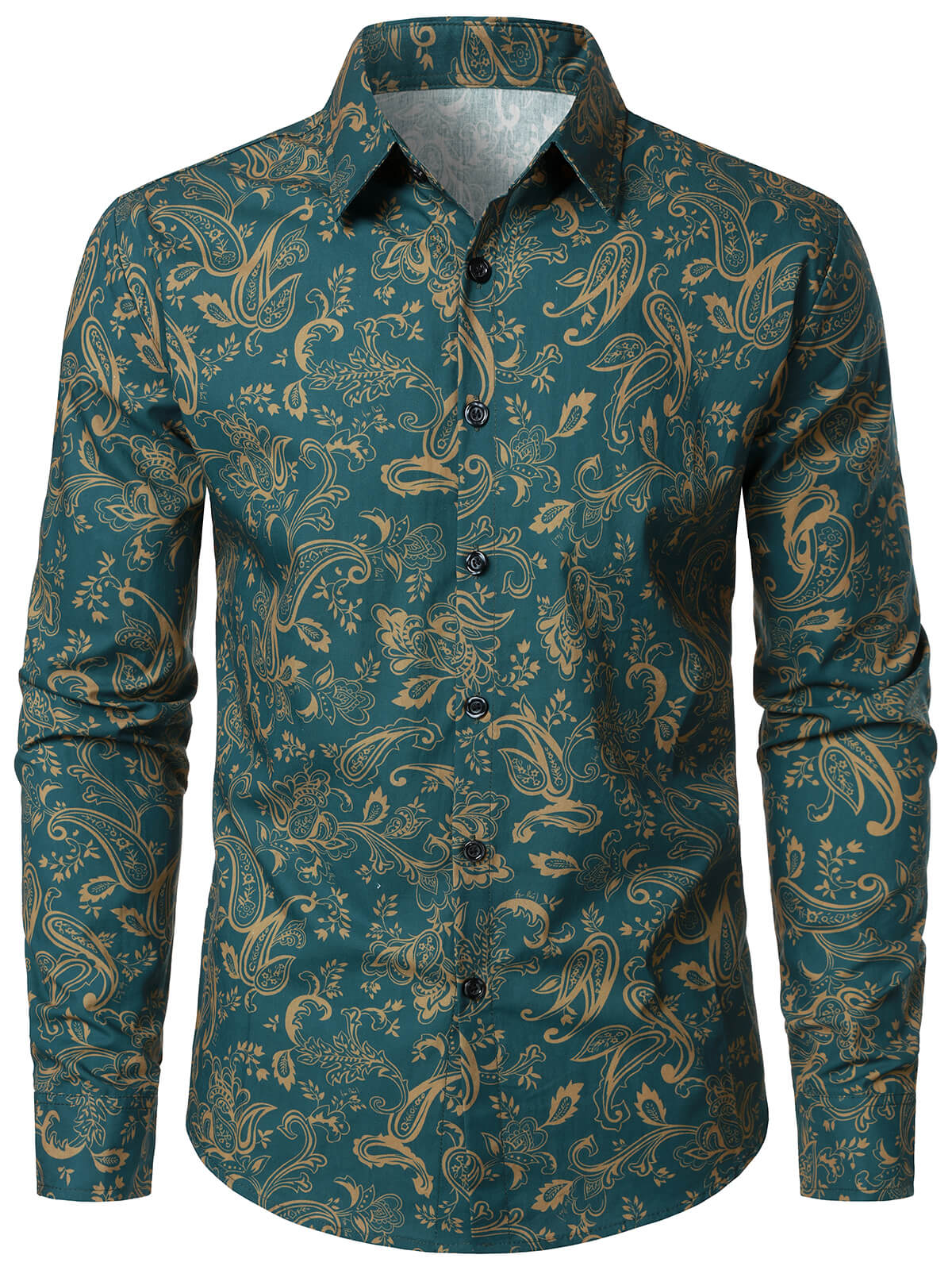 Men's Paisley Print Cotton Long Sleeve Shirt