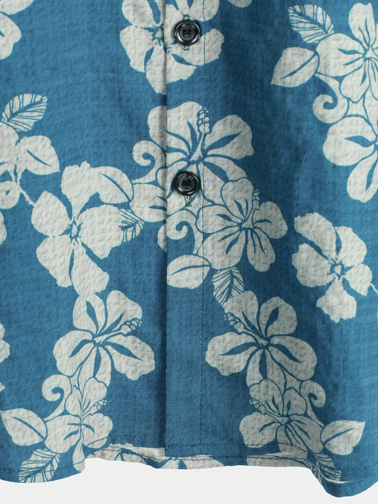 Floral Aqua Men's Hawaiian Shirt main image 1