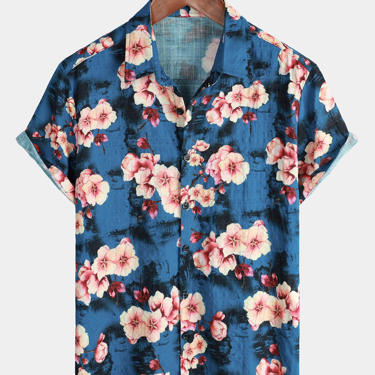 Men's Summer Floral Hawaiian Short Sleeve Button Up Beach Summer Shirt