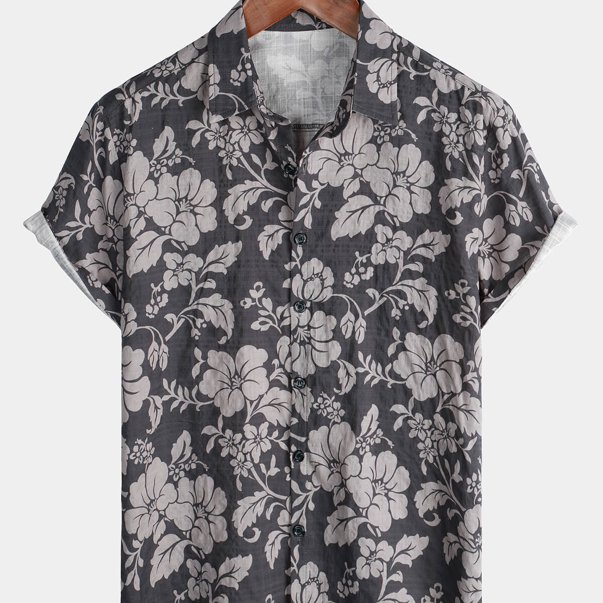 Men's Retro Floral Hawaiian Short Sleeve Button Up Summer Shirt