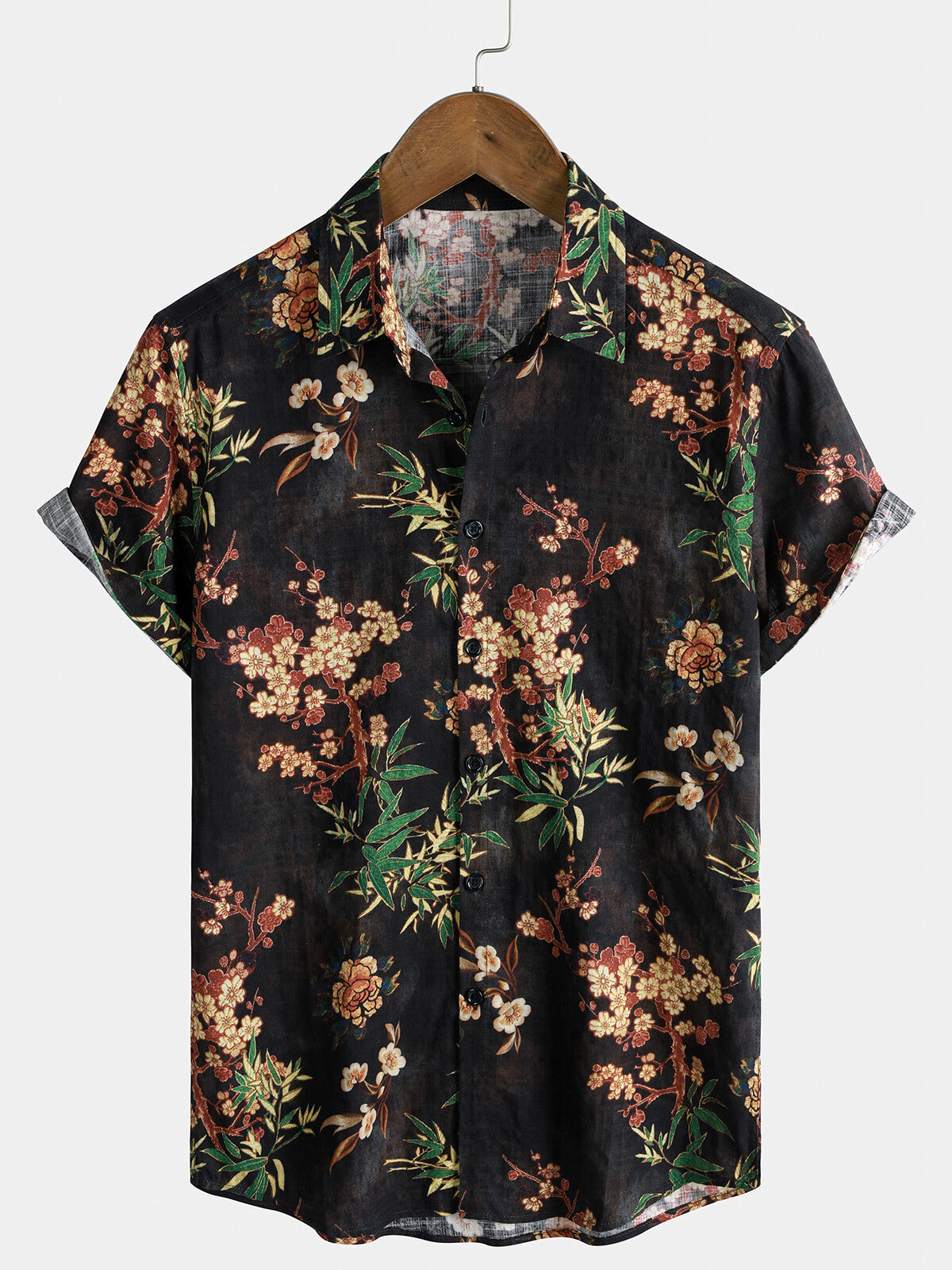 Men's Breathable Retro Floral Vacation Short Sleeve Shirt