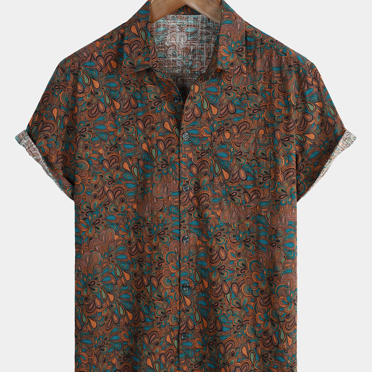 Men's Vintage Floral Hawaiian Button Up Summer Shirt