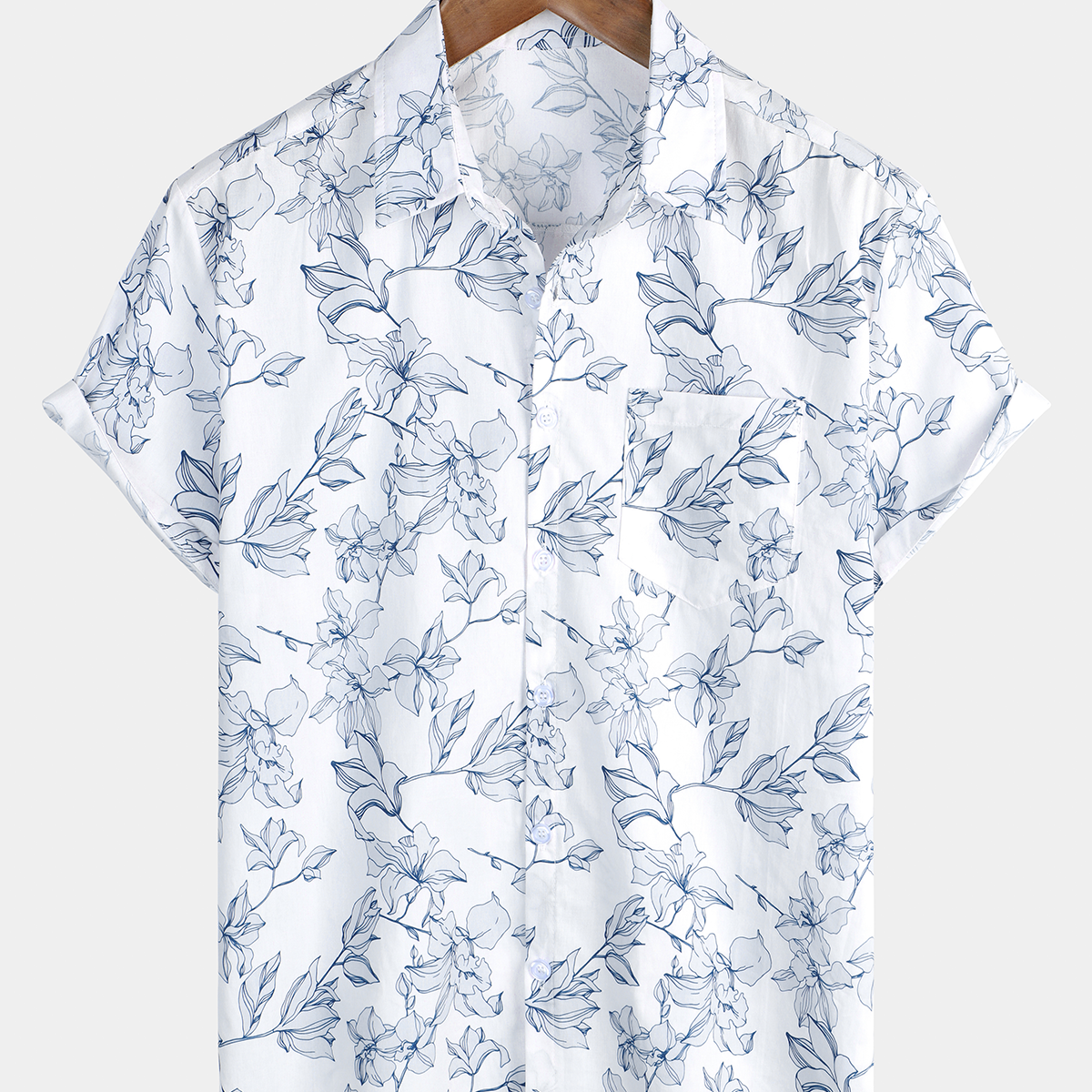 Men's Holiday Cotton Beach Vacation Button Up Summer Shirt
