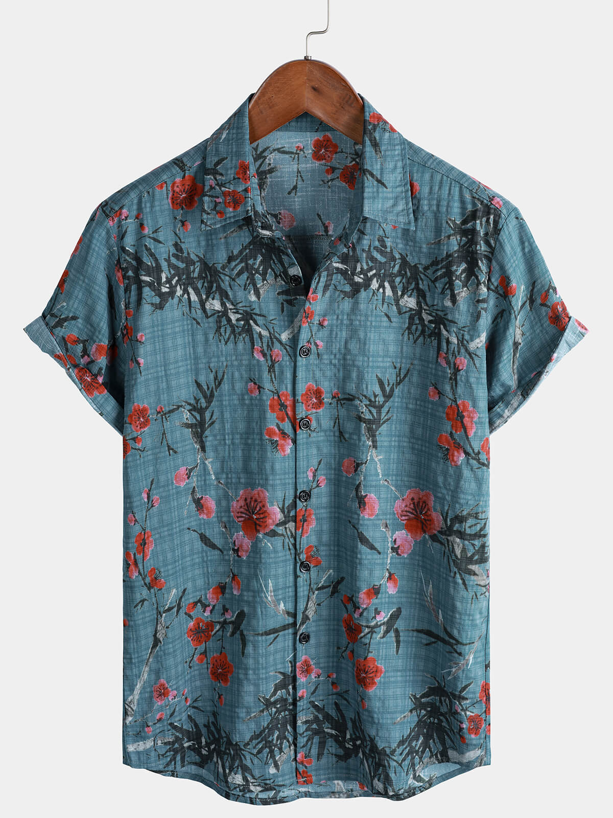 Men's Blossom Print Summer Holiday Short Sleeve Shirt