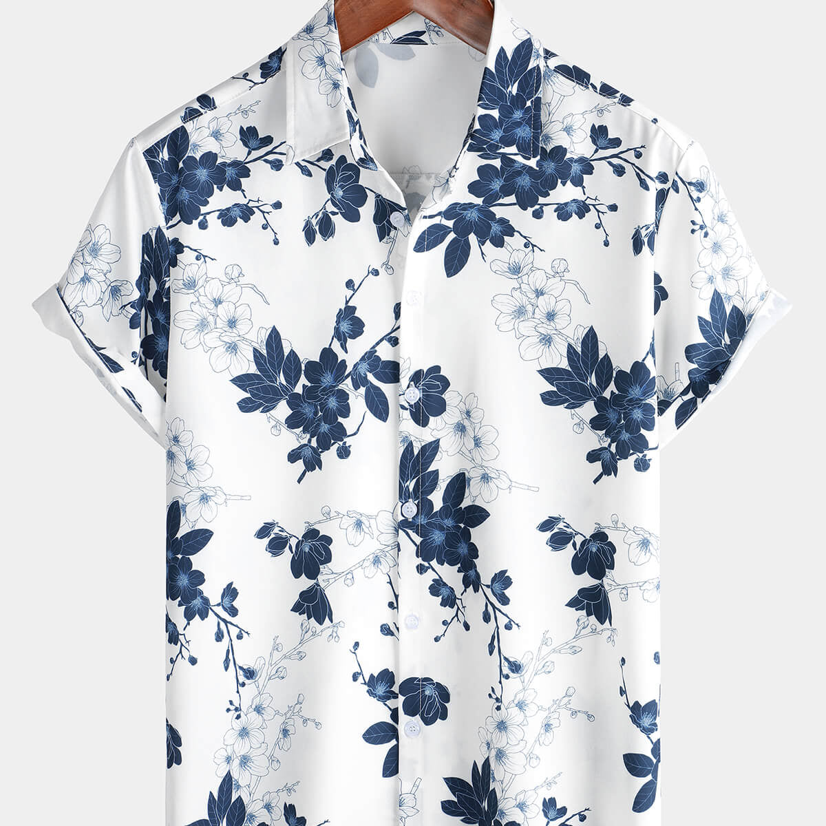 Men's Floral Holiday Summer Casual Short Sleeve Button Up Shirt