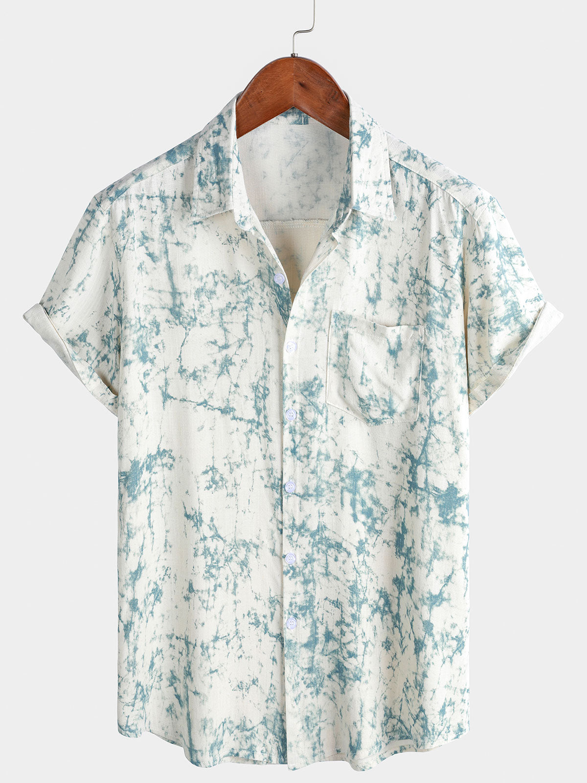 Men's Summer Holiday Beige Casual Vintage Short Sleeve Shirt