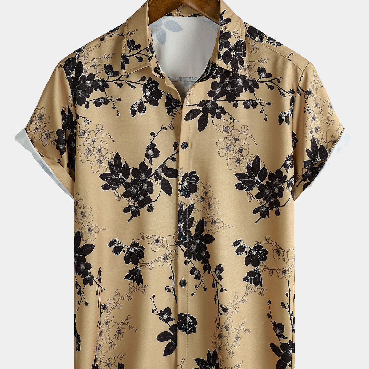 Men's Summer Casual Floral Holiday Short Sleeve Button Up Shirt