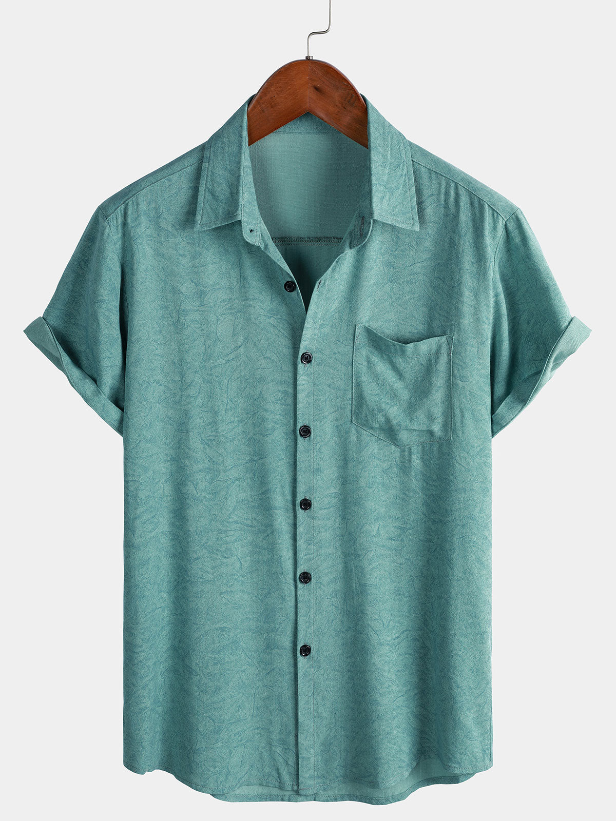 Men's Summer Holiday Green Casual Vintage Short Sleeve Shirt