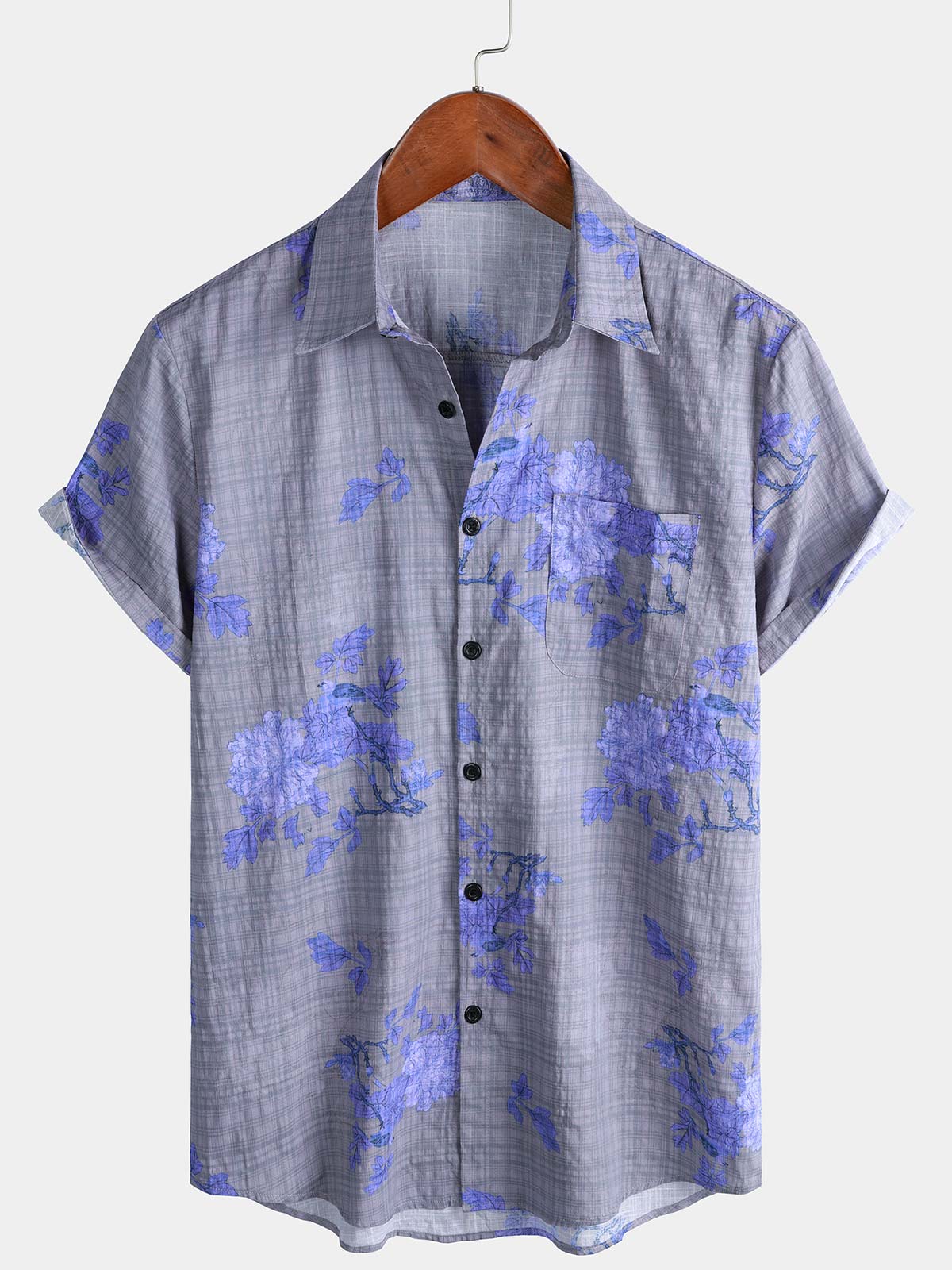 Men's Floral Print Breathable Short Sleeve Hawaiian Shirt
