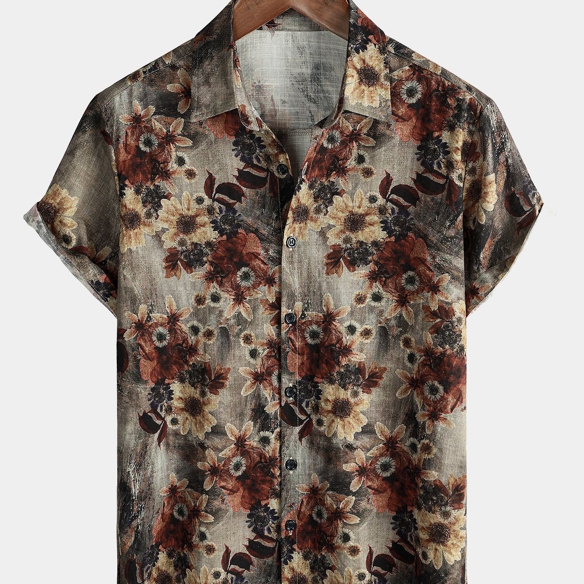 Men's Retro Floral Casual Short Sleeve Shirt
