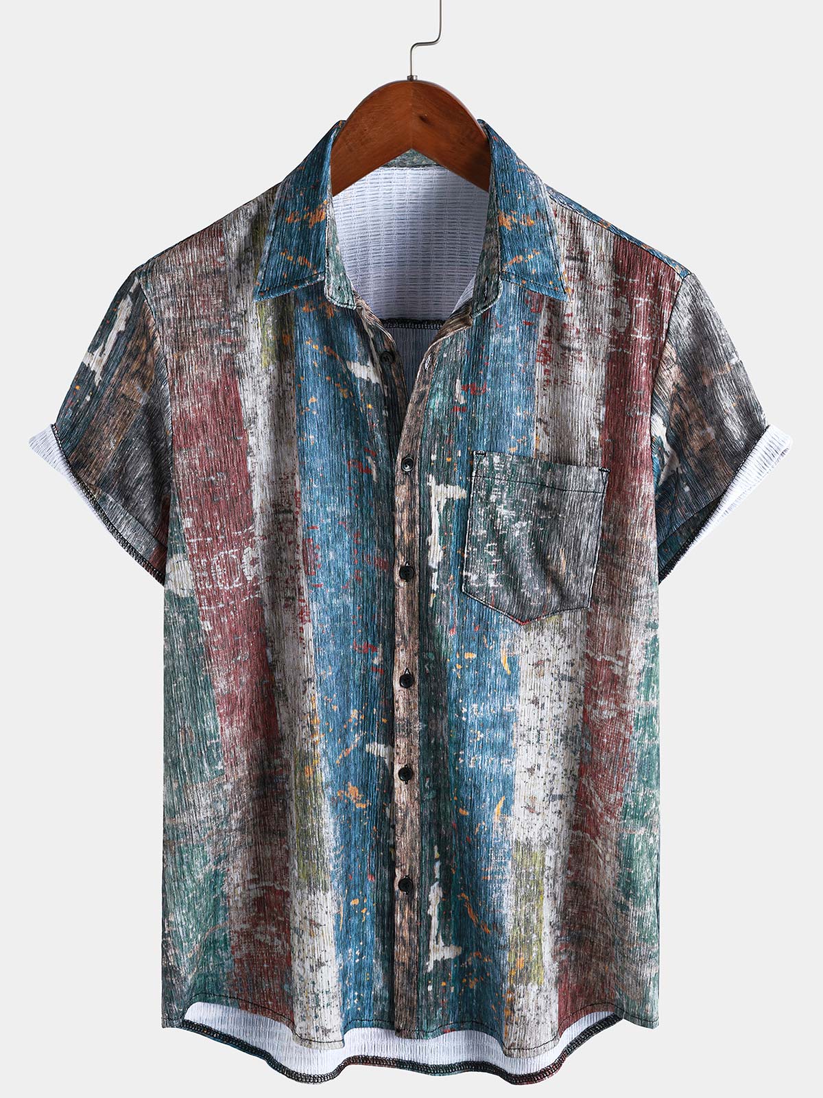 Men's Summer Retro Pocket Short Sleeve Shirt