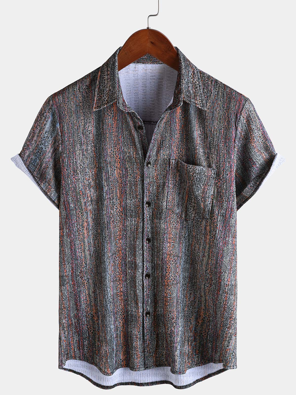 Men's Summer Vintage Button Up Short Sleeve Shirt