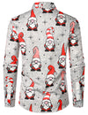 Bundle Of 2 | Men's Christmas Holiday Cute Gnome Print Funny & Happy New Year Eve Long Sleeve Shirts