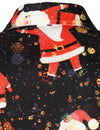 Men's Christmas Cute Santa Print Xmas Holiday Button Up Long Sleeve Shirt