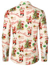 Men's Merry Christmas Holiday Cute Santa Claus Vintage Button Long Sleeve Shirt