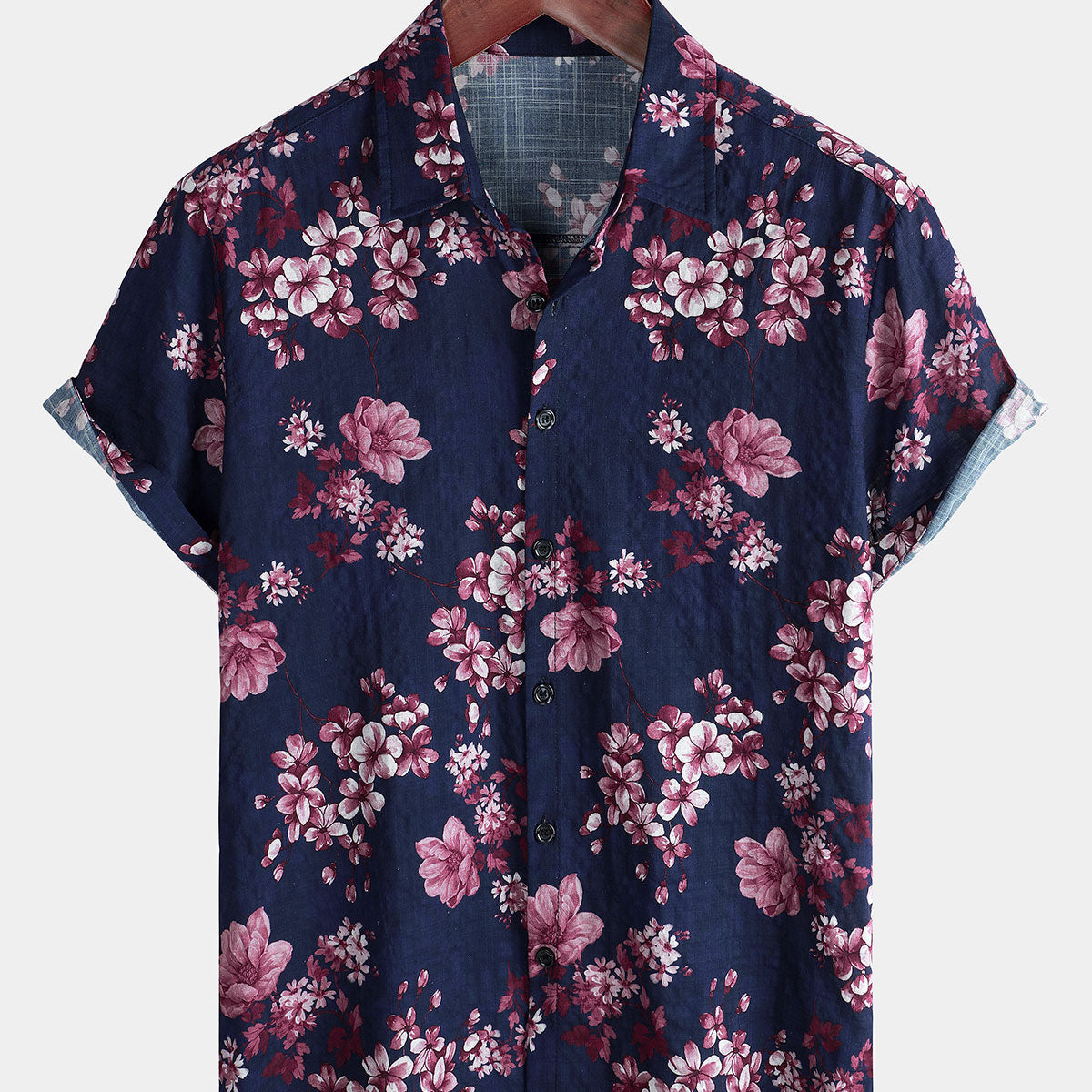 Men's Floral Short Sleeve Casual Cotton Beach Shirt