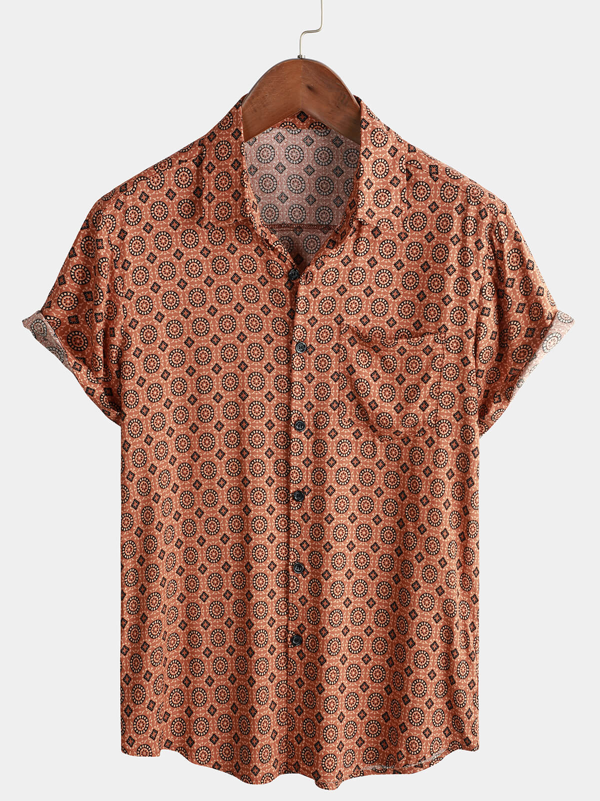 Men's Button Up Vintage Summer Beach Short Sleeve Shirt