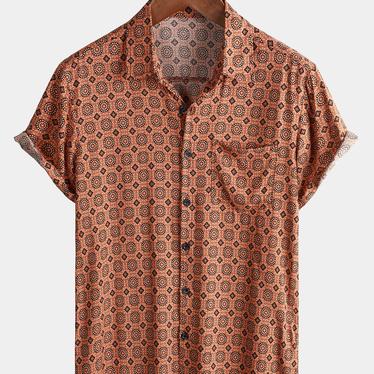 Men's Button Up Vintage Summer Beach Short Sleeve Shirt