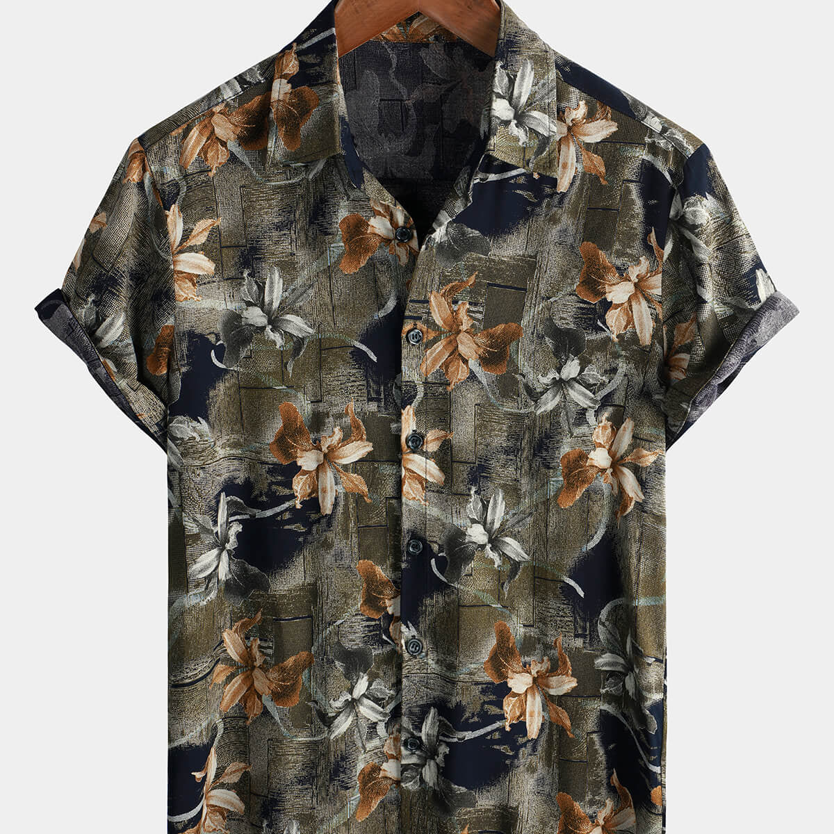 Men's Floral Print Short Sleeve Holiday Summer Shirt