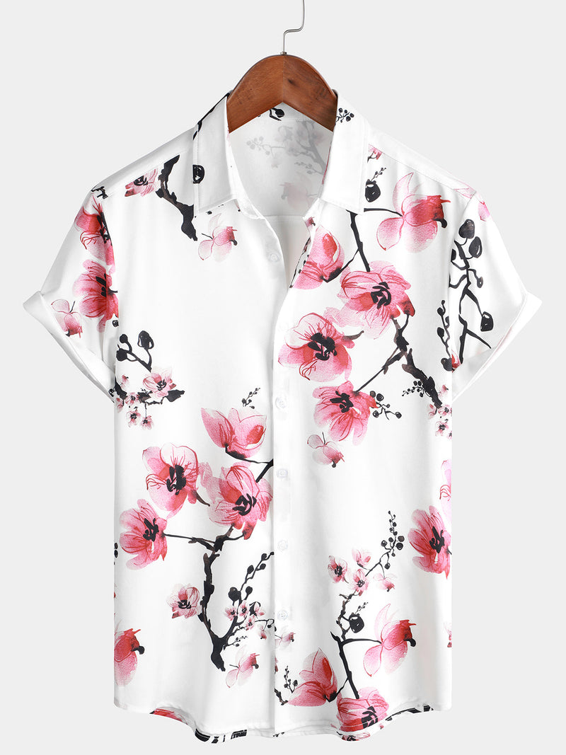 Bundle Of 3 | Men's Summer Casual Floral Button Up Short Sleeve Holiday Cool Beach Shirts
