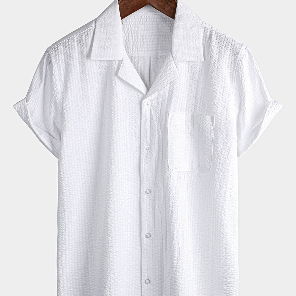Camisa de manga corta con bolsillo de verano 100% algodón informal con botones para hombre