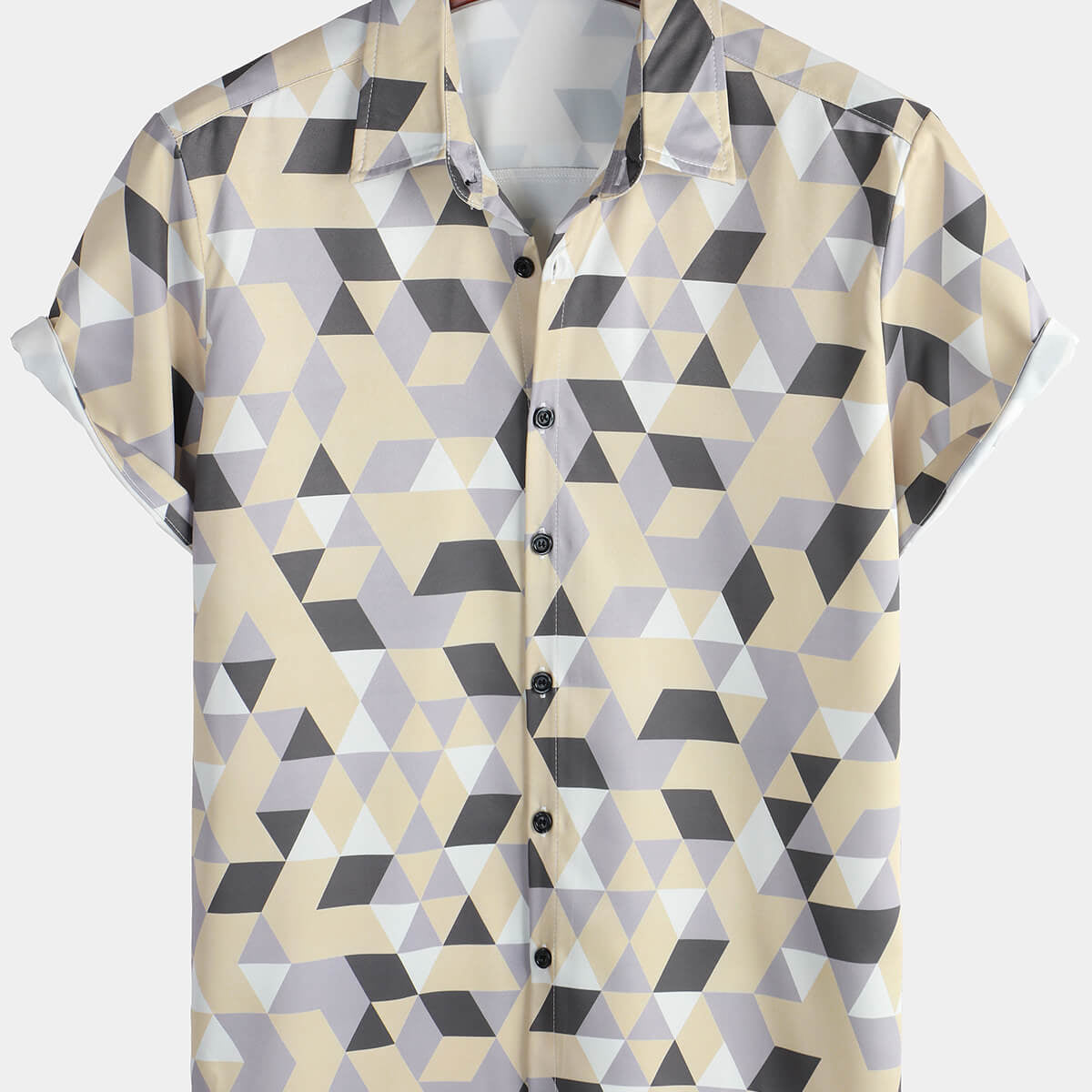 Men's Summer Art Geometric Print Short Sleeve Casual Shirt