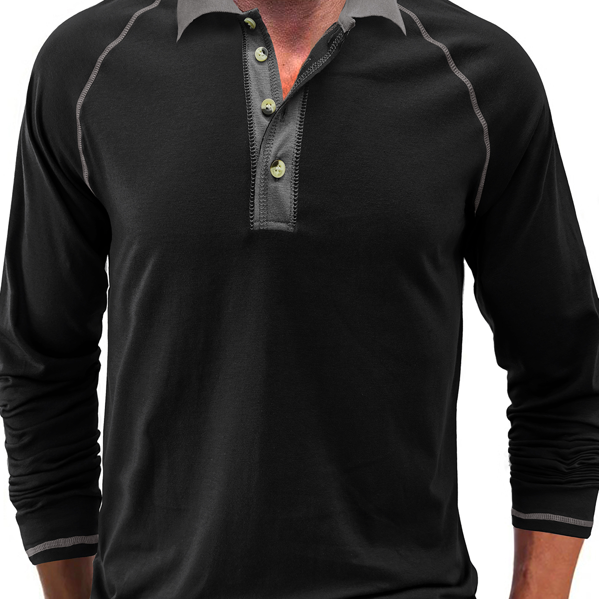 Men's Golf Solid Color Casual Long Sleeve Lapel Polo Shirt