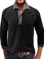 Men's Golf Solid Color Casual Long Sleeve Lapel Polo Shirt