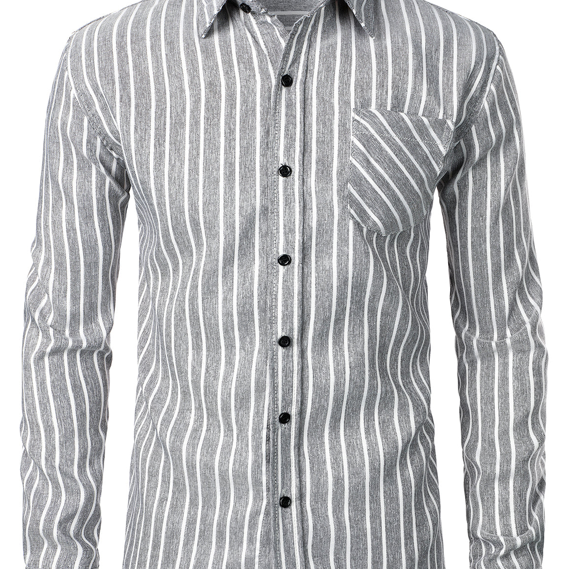 Men's Long Sleeve Classic Casual Cotton Striped Shirt