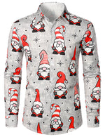 Bundle Of 2 | Men's Christmas Holiday Cute Gnome Print Funny & Happy New Year Eve Long Sleeve Shirts