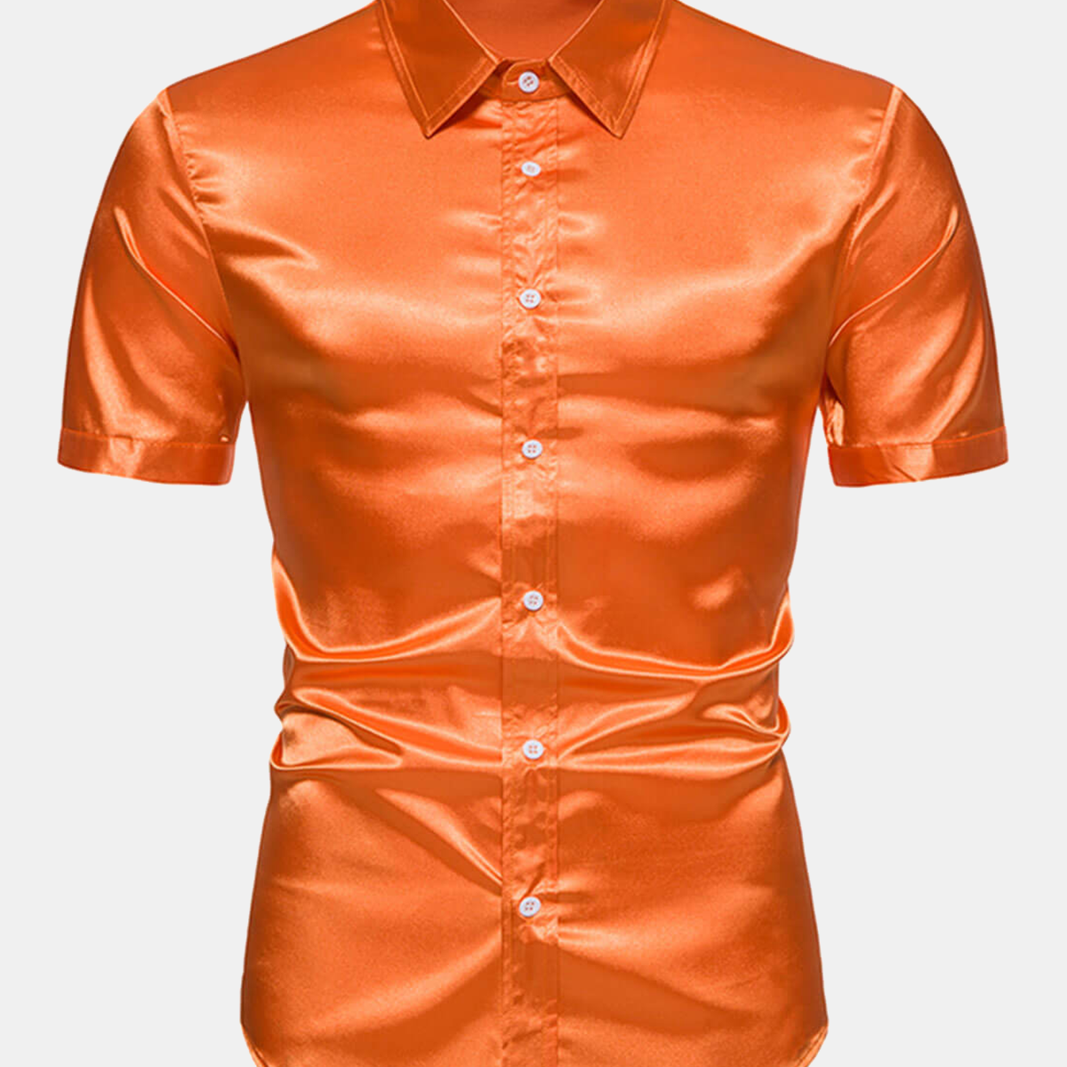 Camisa de fiesta de manga corta de verano de color sólido informal para hombre