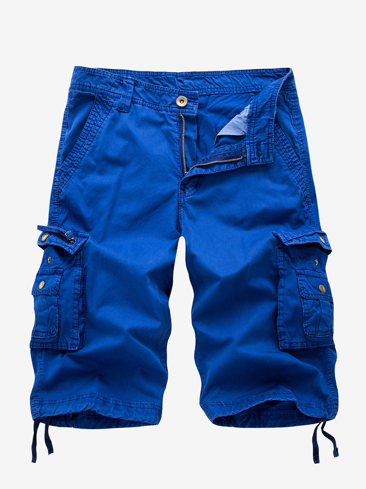 Men's Plus Size Solid Color Casual Outdoor Multi-Pocket Cotton Shorts