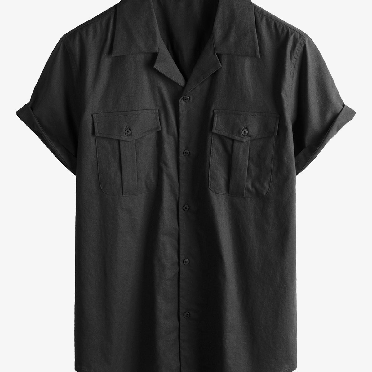 Men's Hawaiian Cotton Linen Pocket Cuban Beach Short Sleeve Summer Button Camp Shirt