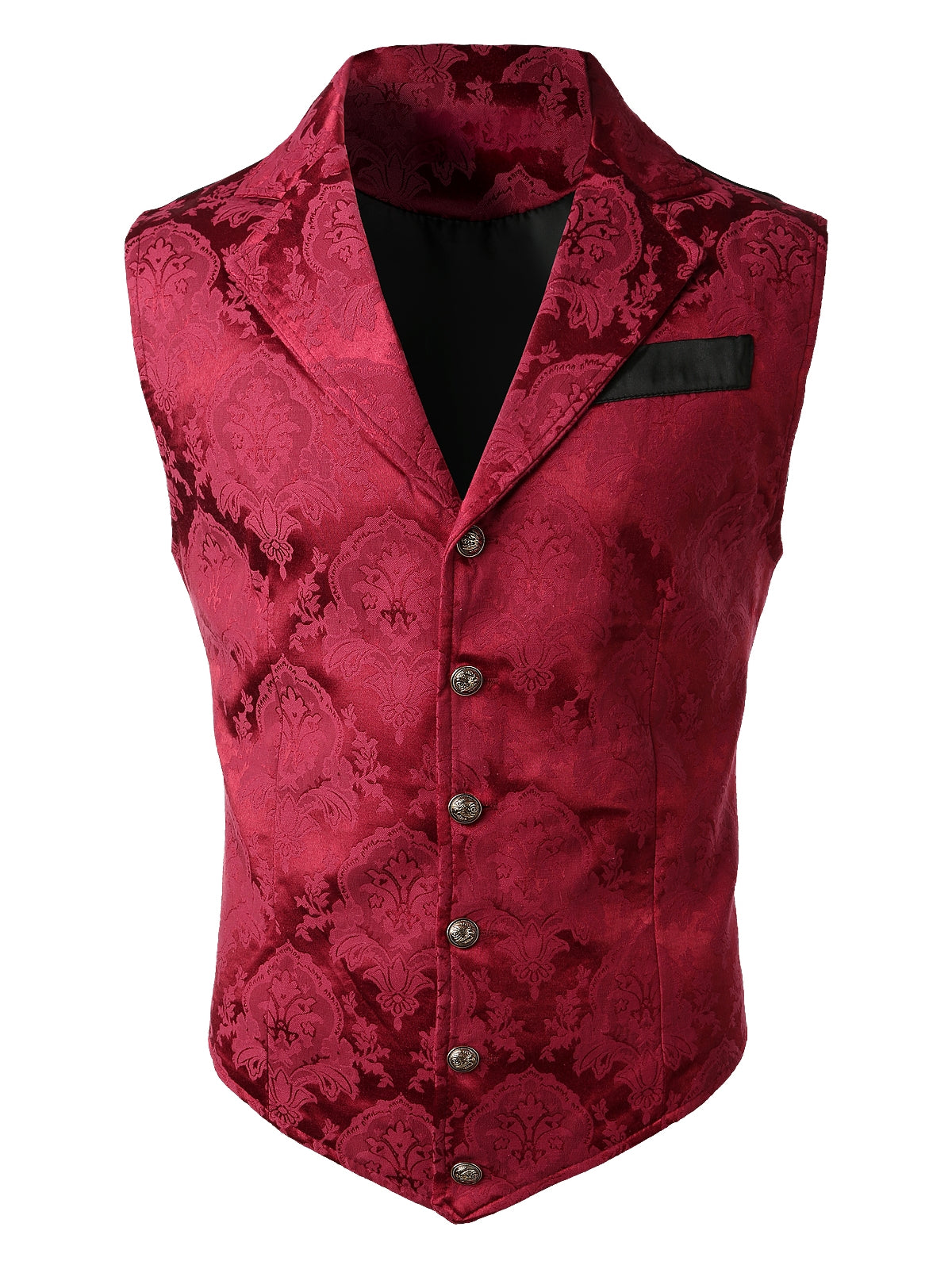 Men's Victorian Waistcoat Vintage Paisley Steampunk Gothic Navy Blue Suit Vest