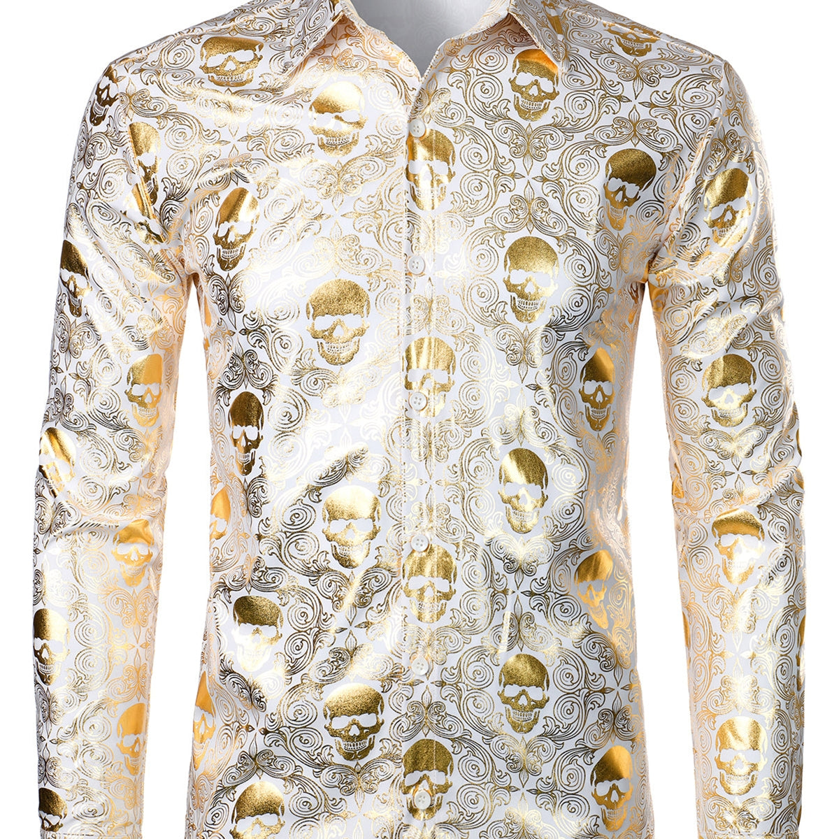 Men's Luxury Skull Design Paisley Long sleeve Shirt