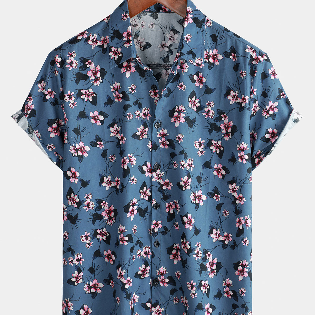 Men's Floral Holiday Beach Cotton Short Sleeve Shirt