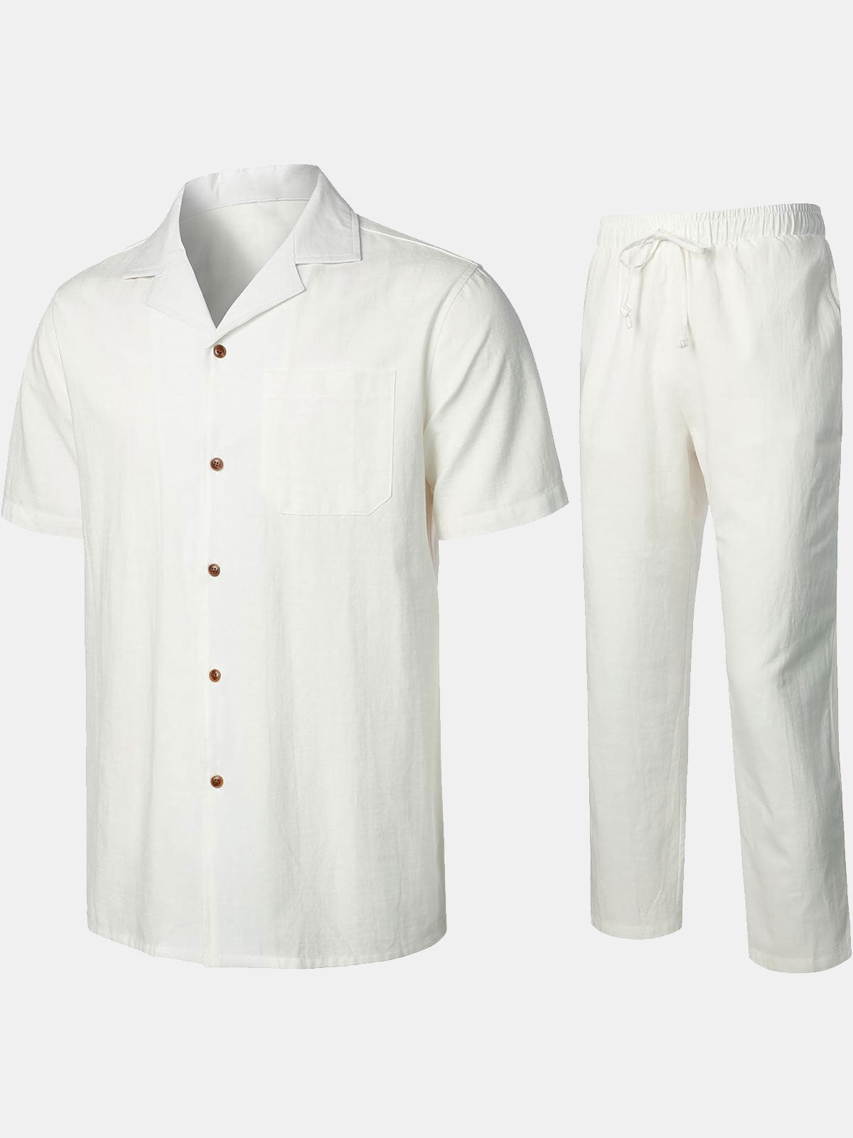 Men's Co-ords Summer Casual Cuban Guayabera Shirt and Pants Set