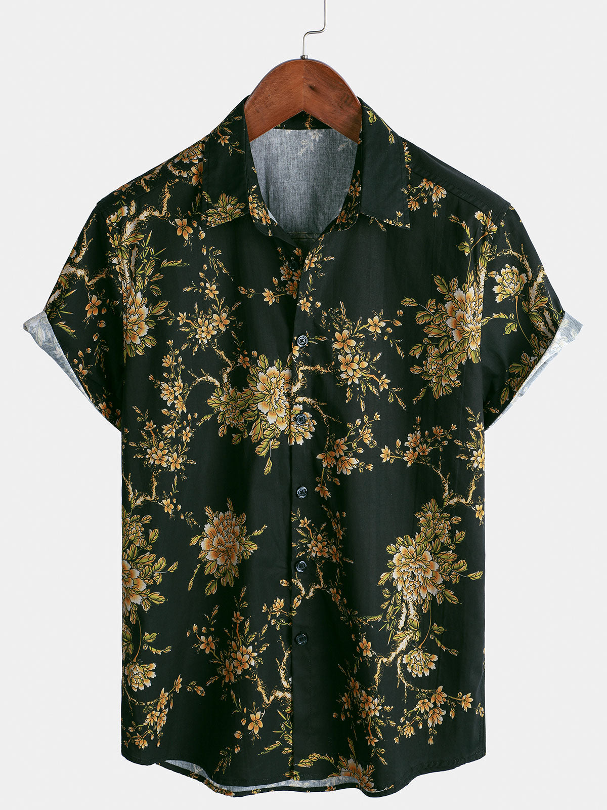 Men's Floral Vacation Cotton Short Sleeve Shirt