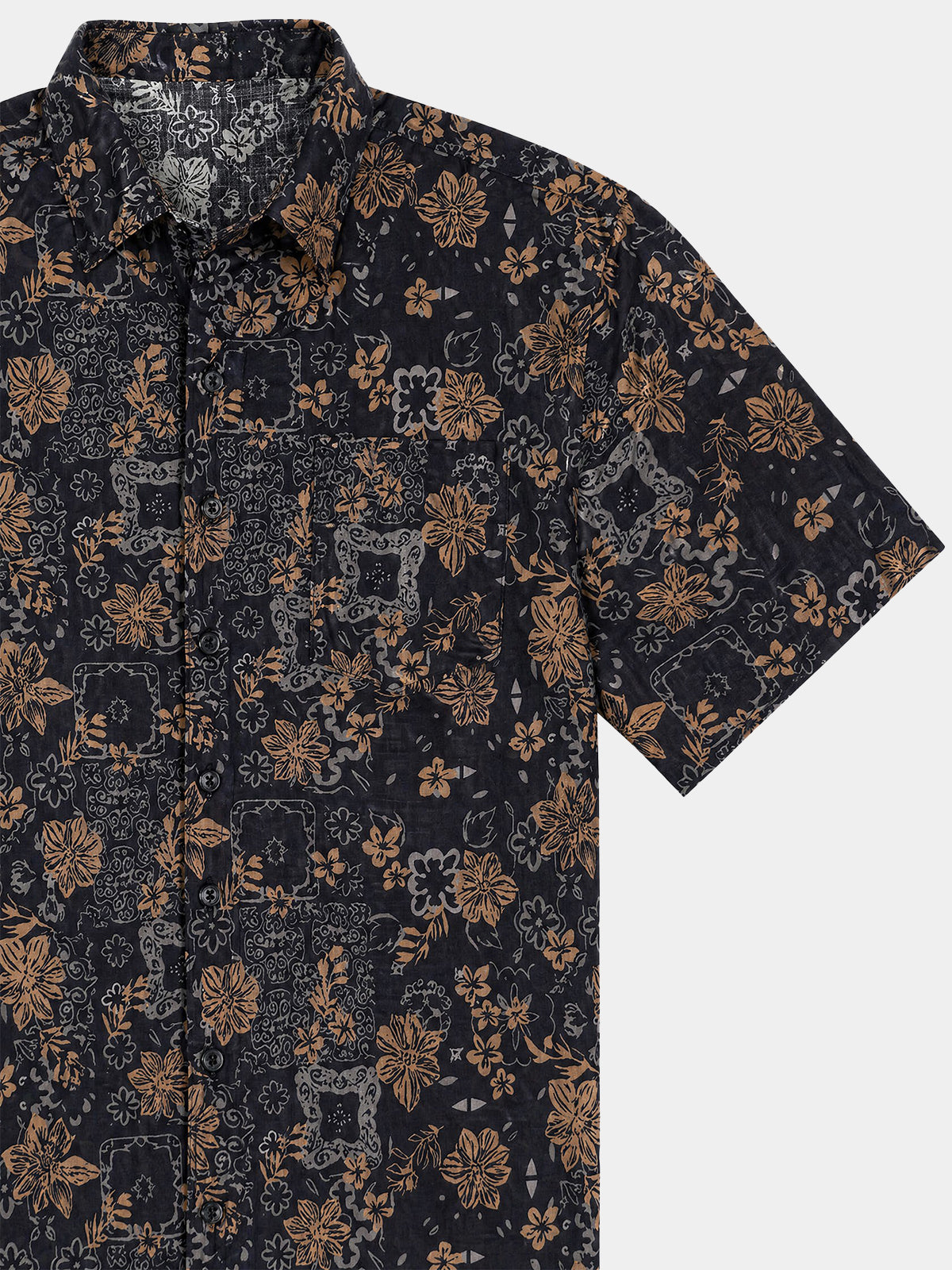 Men's Vintage Floral Print Bohemian Beach Short Sleeve Shirt